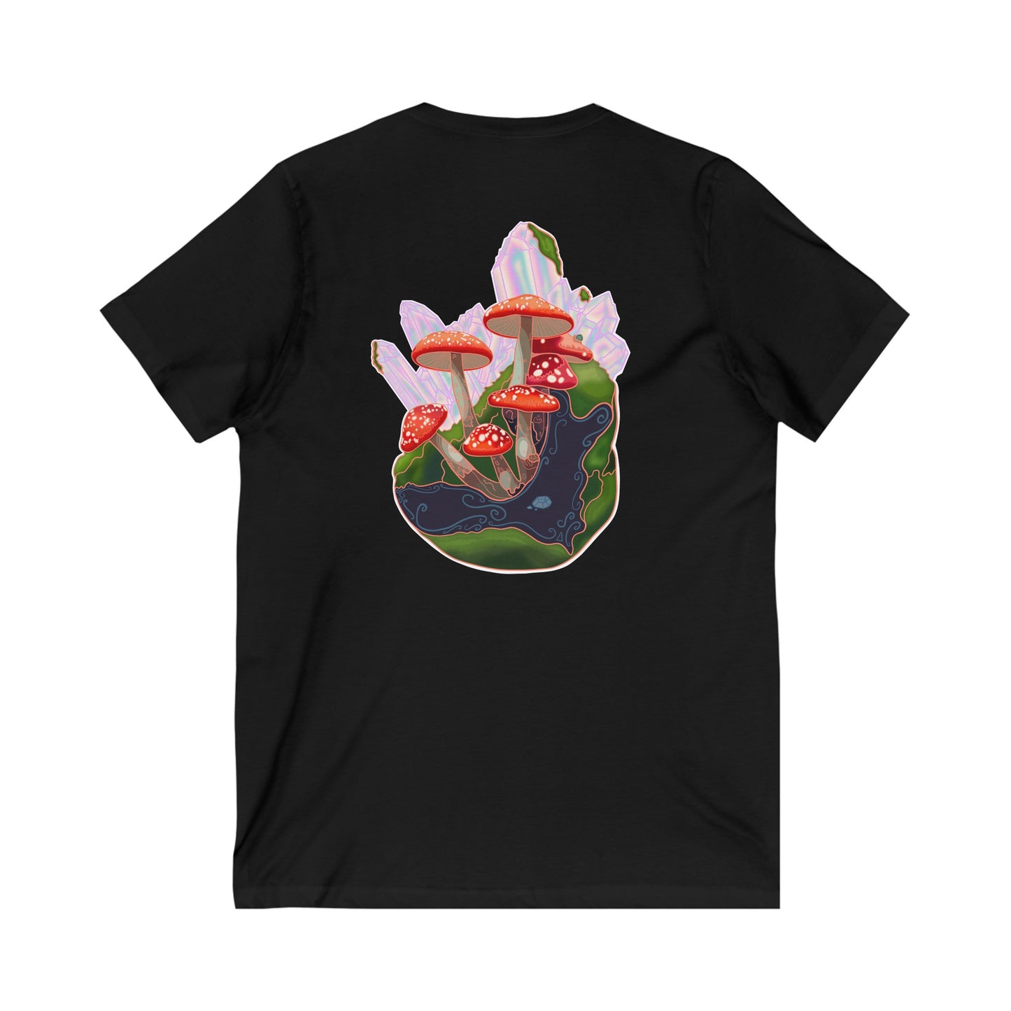 SCENIC CRYSTAL MUSHROOM VIEW - Unisex Jersey Short Sleeve V-Neck Tee