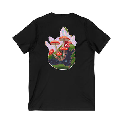 SCENIC CRYSTAL MUSHROOM VIEW - Unisex Jersey Short Sleeve V-Neck Tee