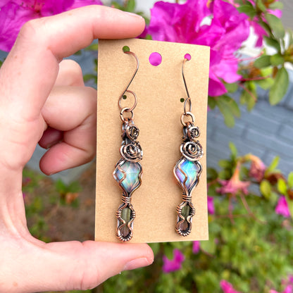 Aurora Quartz/Watermelon Tourmaline Earrings