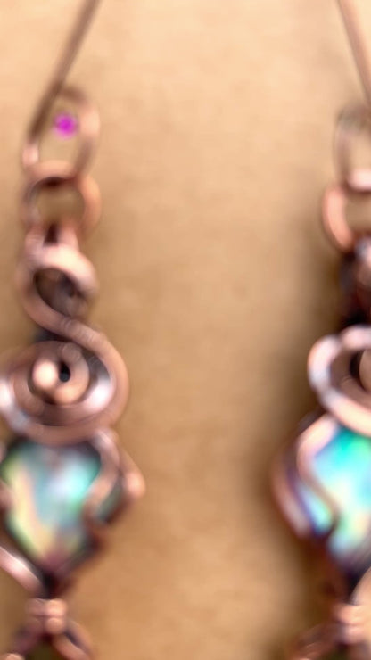 Aurora Quartz/Watermelon Tourmaline Earrings